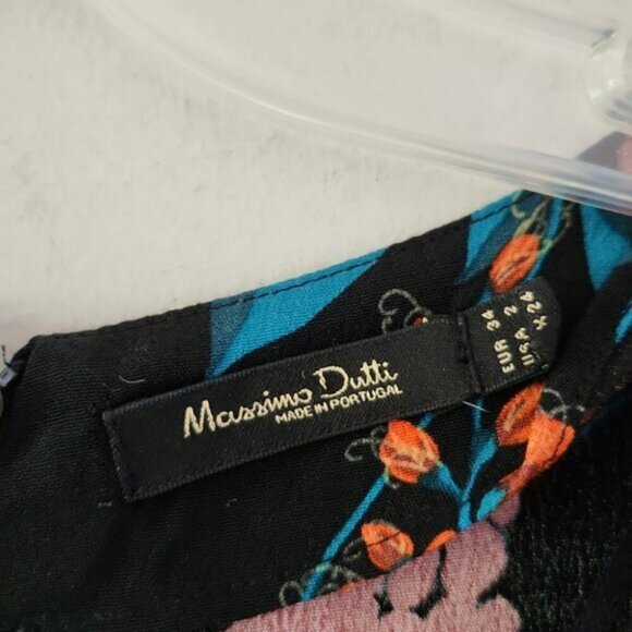 MASSIMO DUTTI | Floral Jumpsuit Black Pink Viscose Sz 2 - Picture 6 of 11